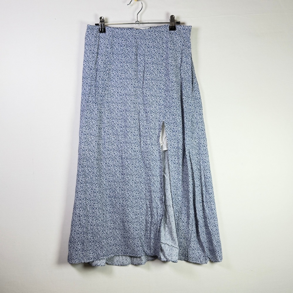 ABERCROMBIE & FITCH Blue Floral Slit Midi Skirt Medium